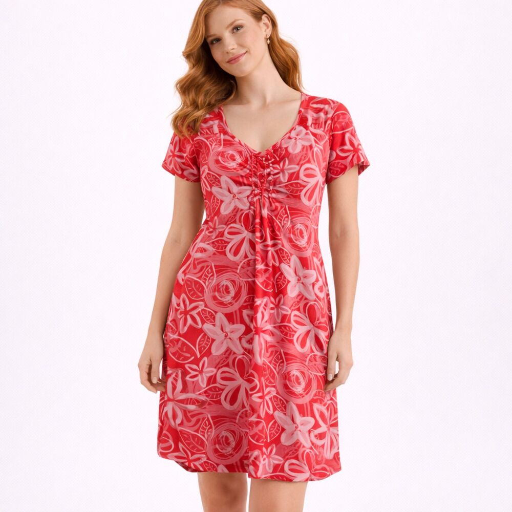Fresh Produce Coral Art To Wear Short Sleeve Dress XL